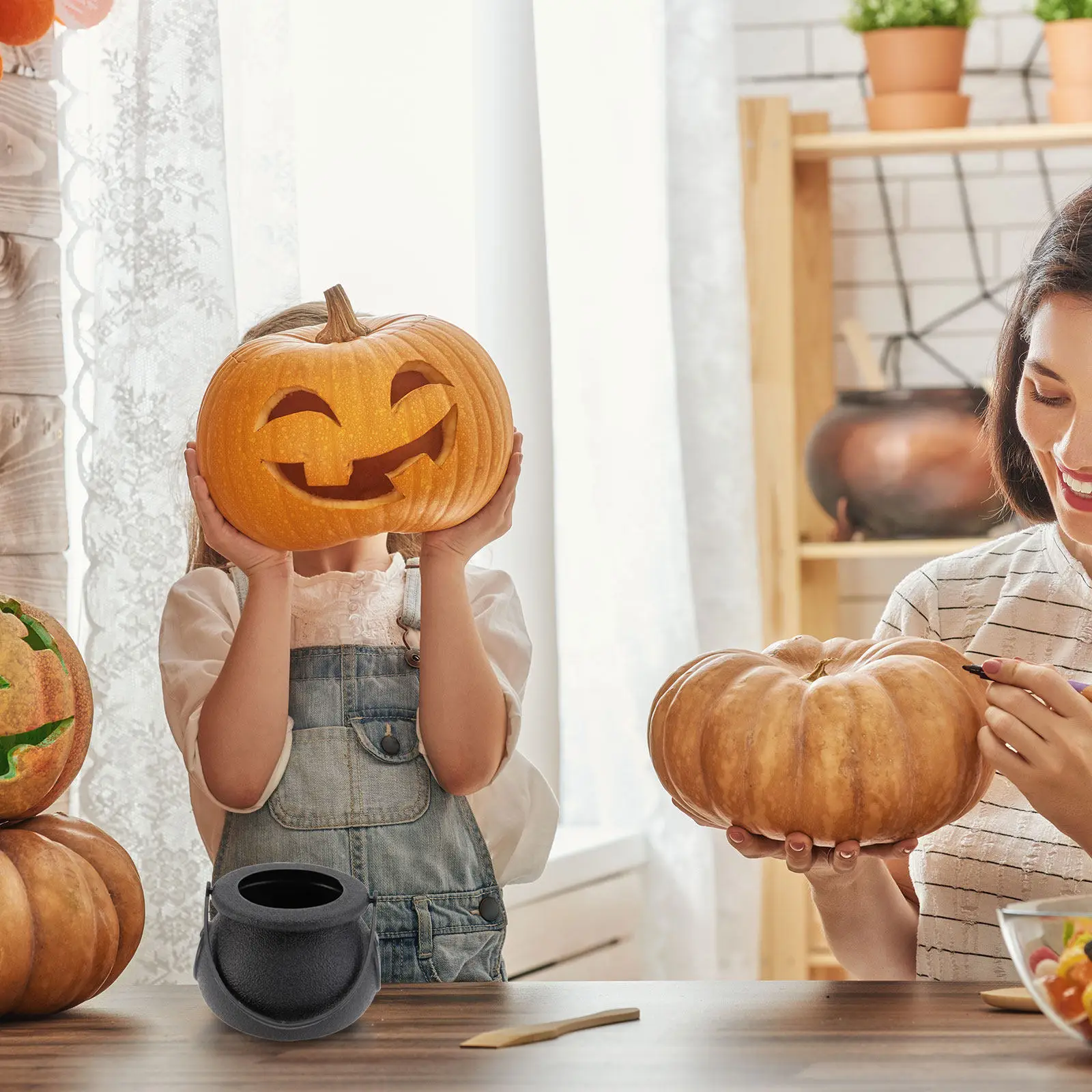 

12Pcs Witch Candy Jar 5x7cm Plastic Halloween Cauldron for Party Decoration Candy Bucket Horror Theme Snack Holder