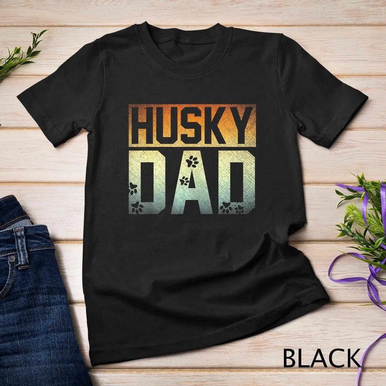 

Daddy Fathers Day Pet Husky Dad Dog Lover Siberian Husky T-Shirt Unisex T-shirt