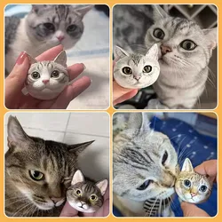 3D Dimensional Pet Cat Portrait Pet Customized Refrigerator Magnet Car Aromatherapy Cat And Dog Memorial Plaster Portrait Gift