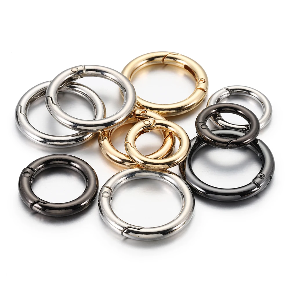 5 sztuk Metal O Ring karabińczyk sprężynowy dla DIY biżuteria otwierany okrągły karabinek brelok etui zaczep klipsów łańcuch dla psa klamry złącze