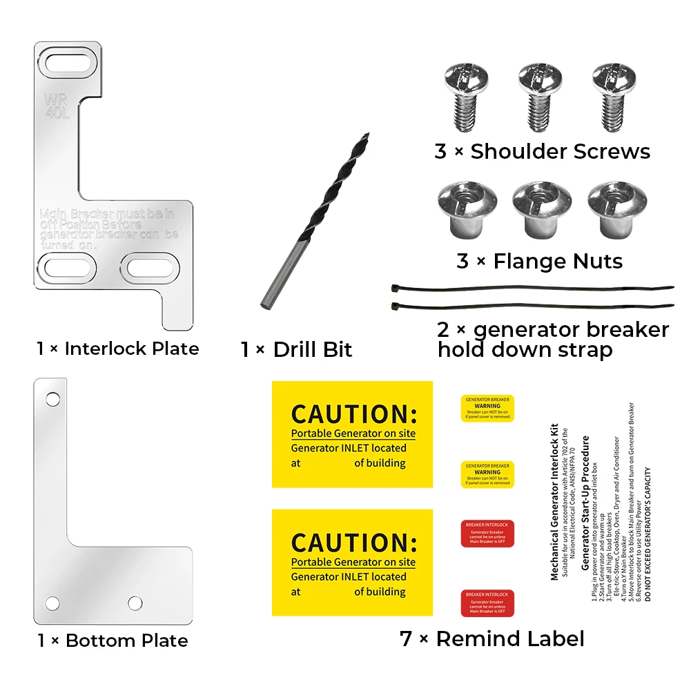 

1 Set Generator Interlock Kit For Siemens / Murray/ ITE 150 200 Amp LISTED Panel WR-40L