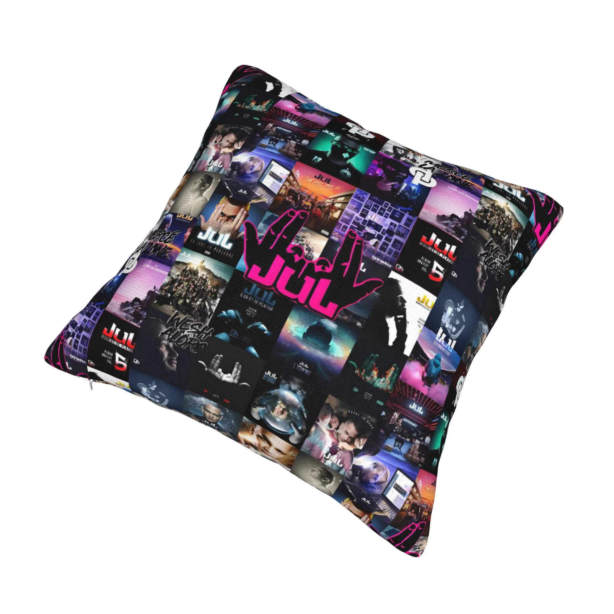 Jul Gesture Collage Cushion Cover 45x45cm Rap Music Velvet Cute Pillow Home Decoration