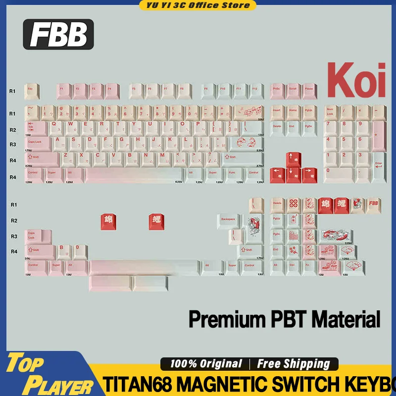 

FBB Koi Customized Keycaps 141PCS All in One Support Full Size Layout Personalized Keyboard Customization Cherry Original Height