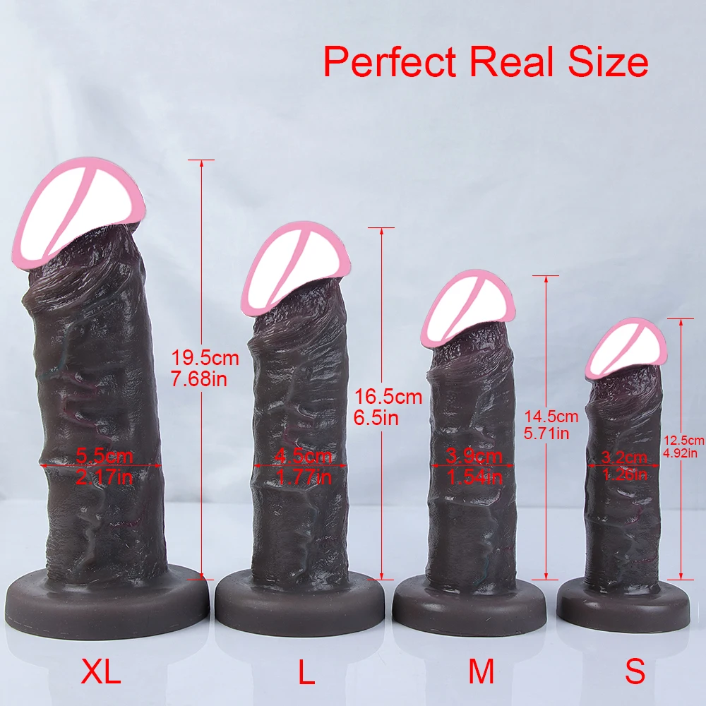 Black Skin Realistic Anal Dildo Soft Big Penis Adult Strapon Suction Cup Cock Male Artificial Man Women Dick Sex Toys For Vagina