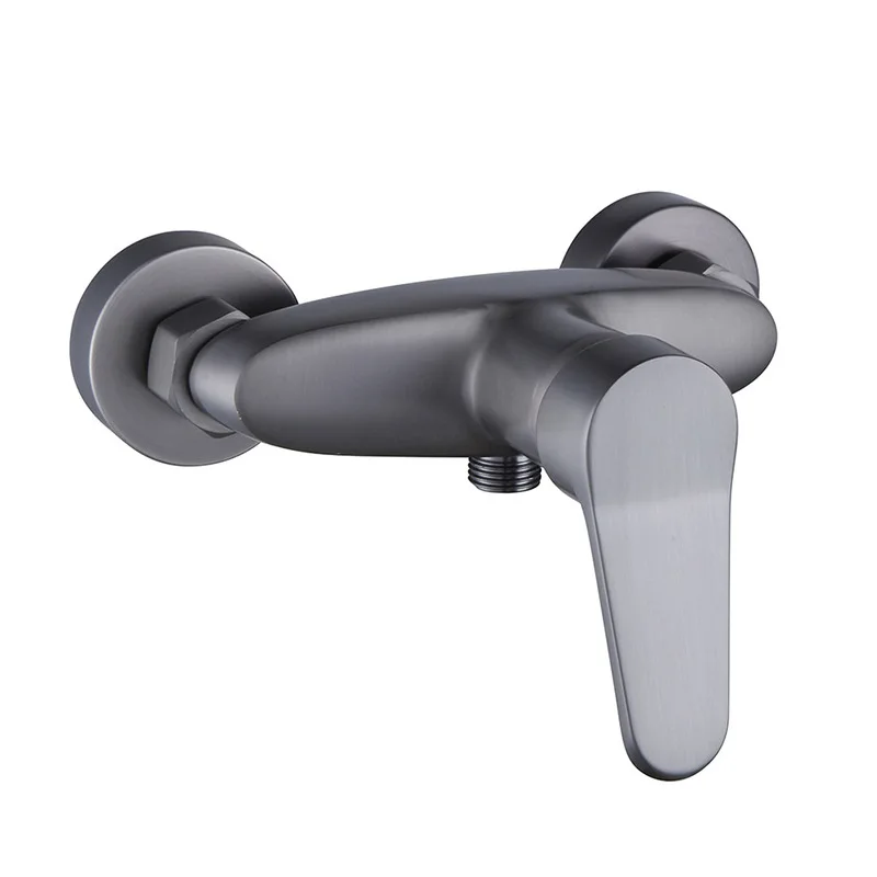 

Медный смеситель для ванной комнаты цвета оружейной стали, для горячей и холодной воды, с душевым гарнитуром и переключателем для ванны