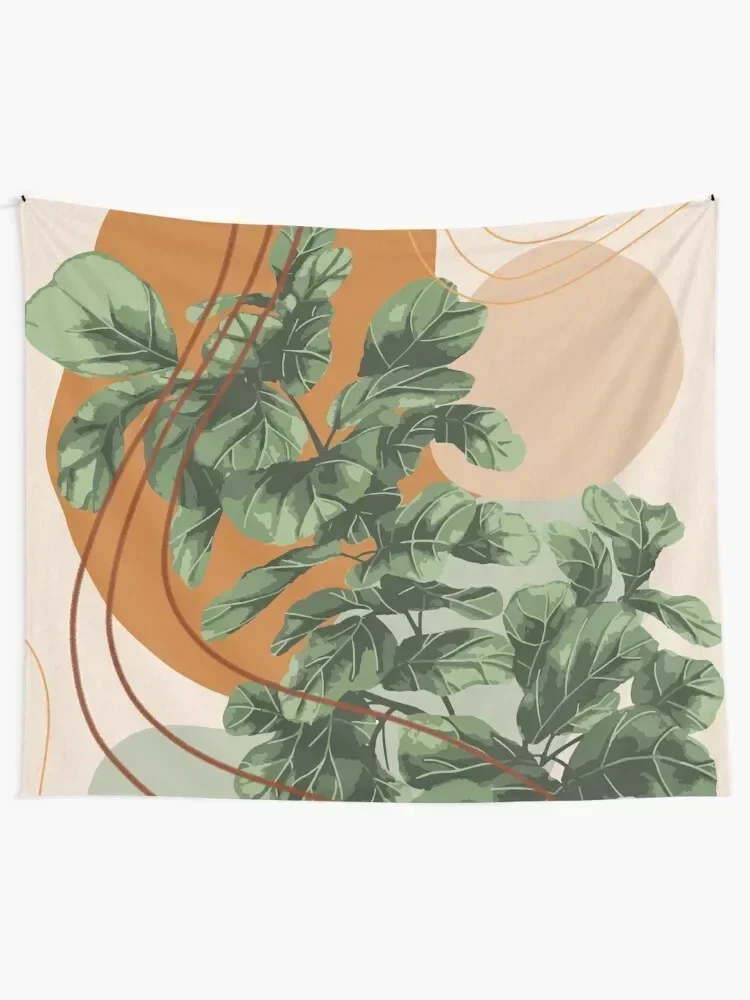 Mid Century Modern, Abstract Plant Illustration, Fiddle Leaf Fig Art Tapestry Wall Hanging Bedrooms Decorations Tapestry