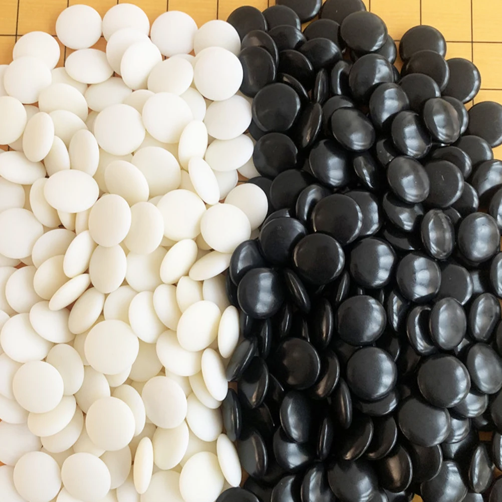 

360pcs Go Chess Pieces Double Convex Craft Family School Flat Beads Board Game Black White Small Chess Game
