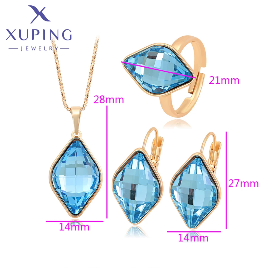 Xuping Jewelry Fashion Three Pieces of Set Crystal Jewelry Set with Ring Necklace and Earring for Women Gift810670718