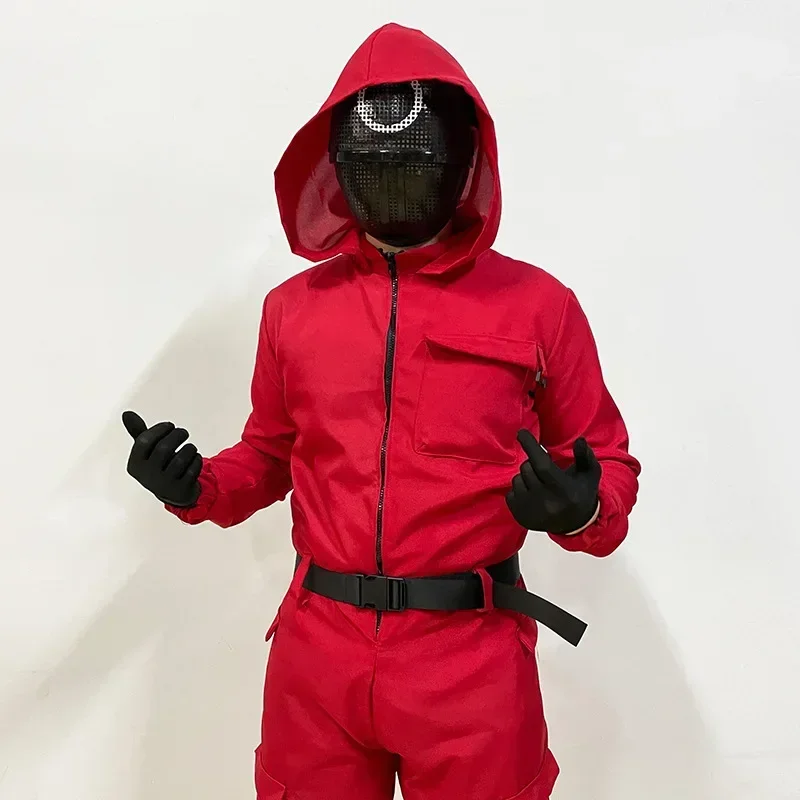 Costumi classici Cosplay Abbigliamento sportivo rosso Giocattoli Accessori per calamari Spettacoli per feste Set completo di maschere Regali Oggetti di scena