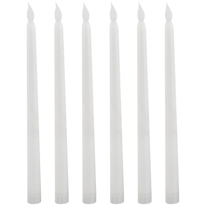 

New 6Pcs LED Taper Candle For Dinner, Flickering Flameless Tapered Battery Operated Table Settings Weddings Birthday Parties