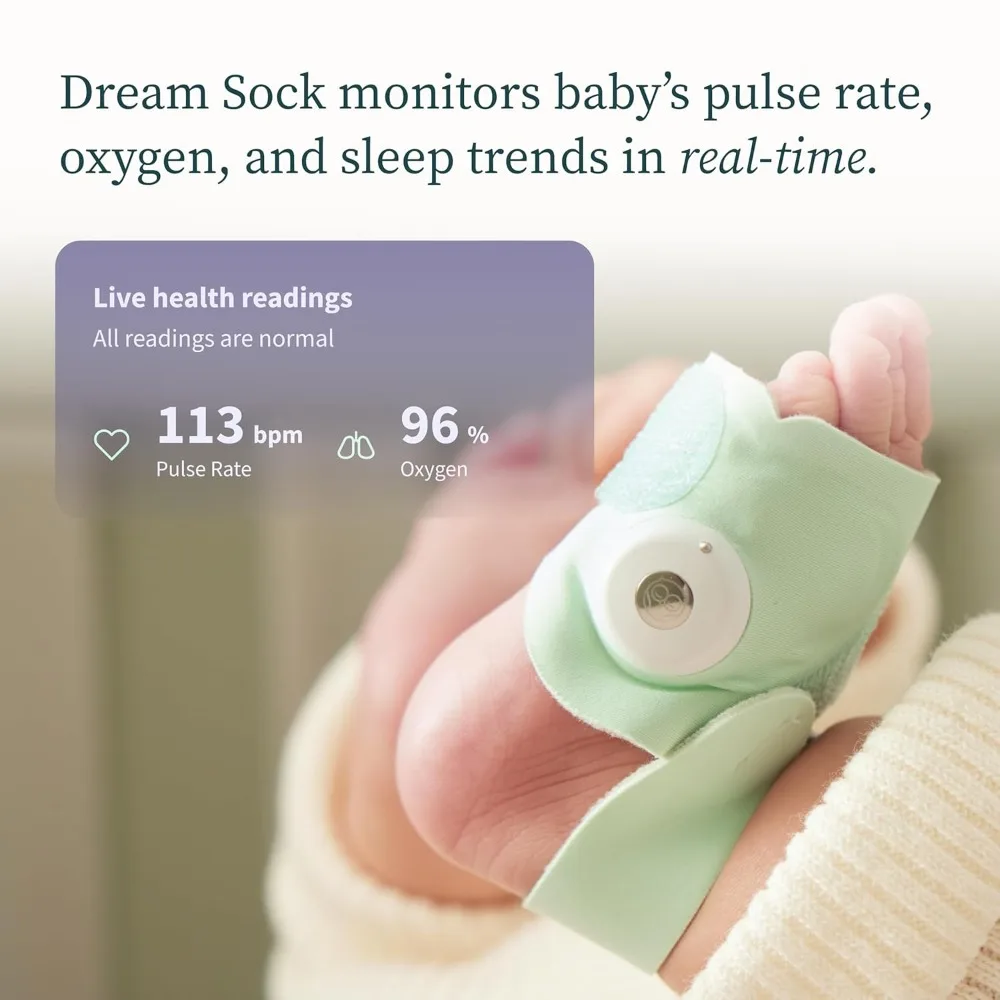 ® Dream Duo Smart Baby Monitor: FDA-Cleared Dream Sock® Plus  Cam 2- Tracks & Notifies for Pulse Rate & Oxygen While Viewing Bab