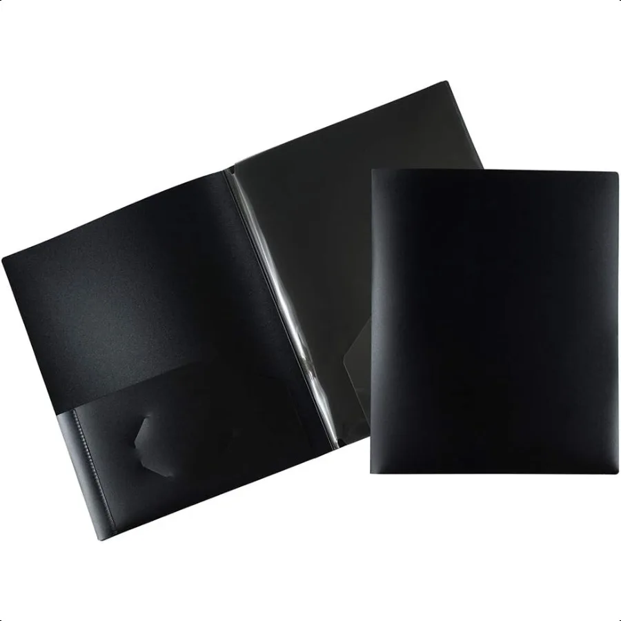 Сверхмощные пластиковые папки с несколькими карманами, 4-карманный органайзер, черный, 2 шт.