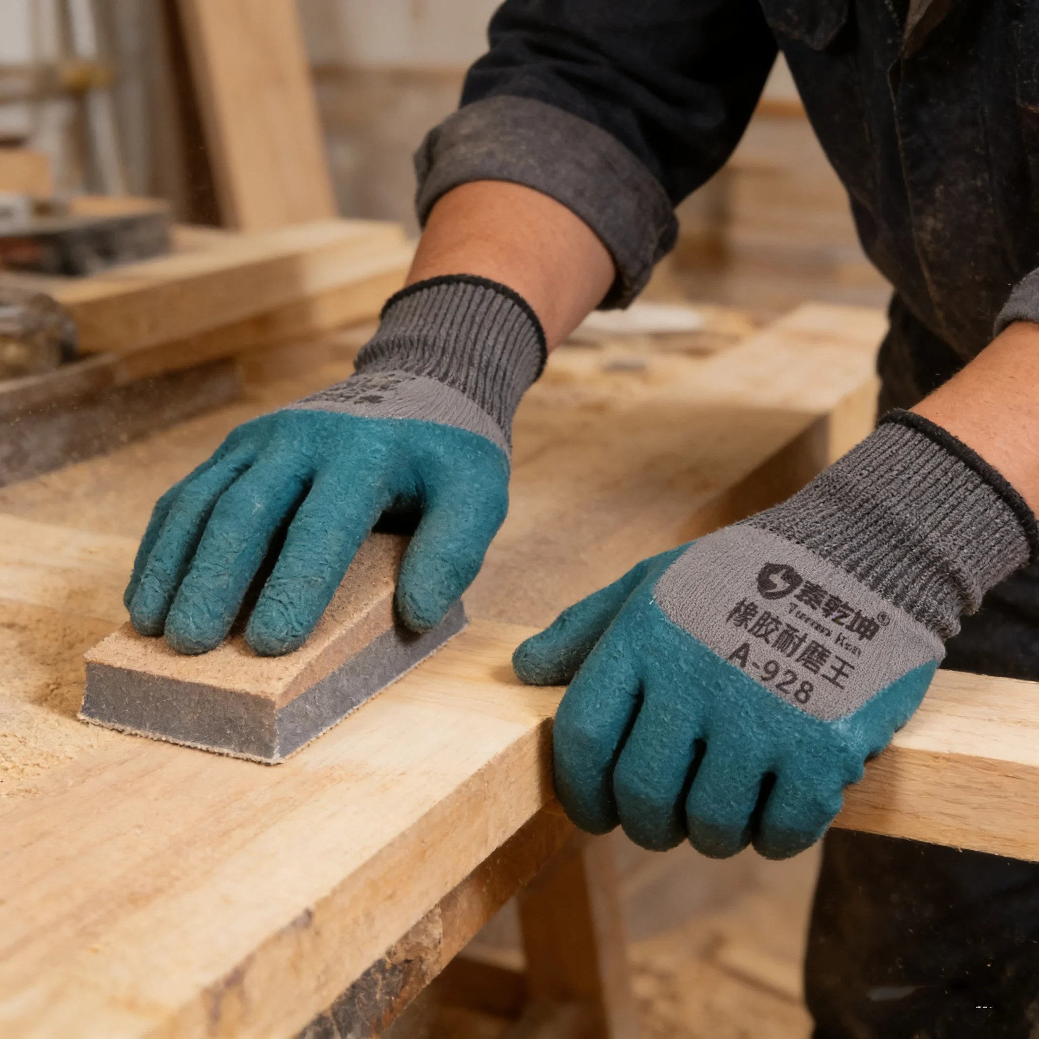 Anti-slip Work Gloves for Men, Rubber Breathable Working Gloves, Thickened Odor-Resistant Safety Gloves Construction Industry