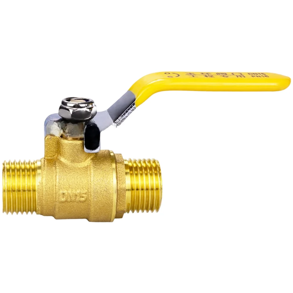 Manual Two Piece Brass Ball Valve with Double External Thread for Water Gas Oil Flow Control PTFE Sealed Design