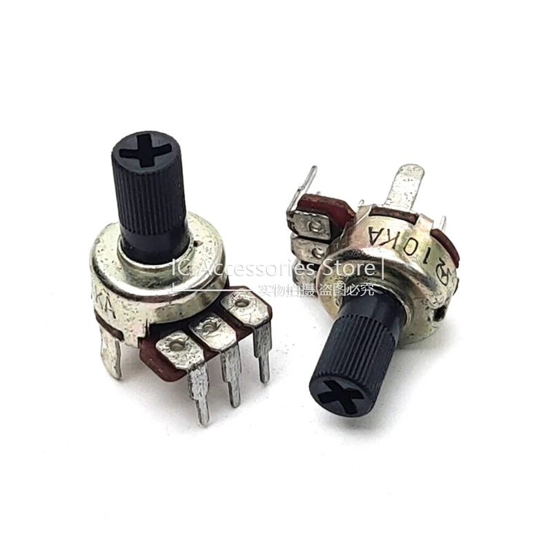 2PCS 121 Type Single Link Audio Amplifier Potentiometer A1K A102 A10K A103 Single Row 3-Pin Flower Shaft Handle Length 10MM