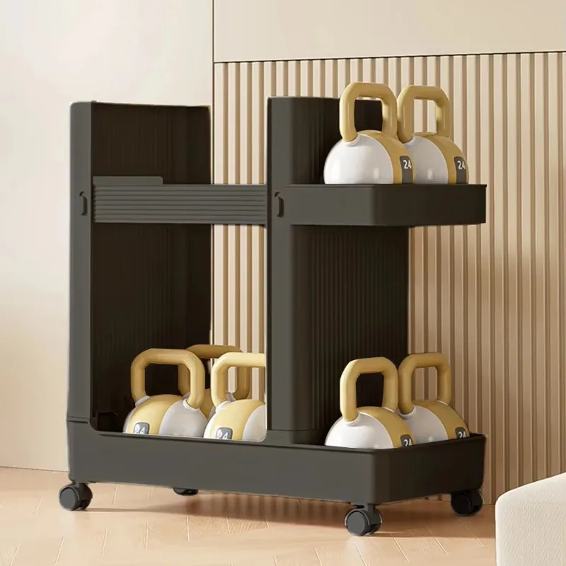 Stand with Wheels Sports Equipment Storage Rack Yoga Mat Storage Basket Fitness Equipment Sports Tools Organizer