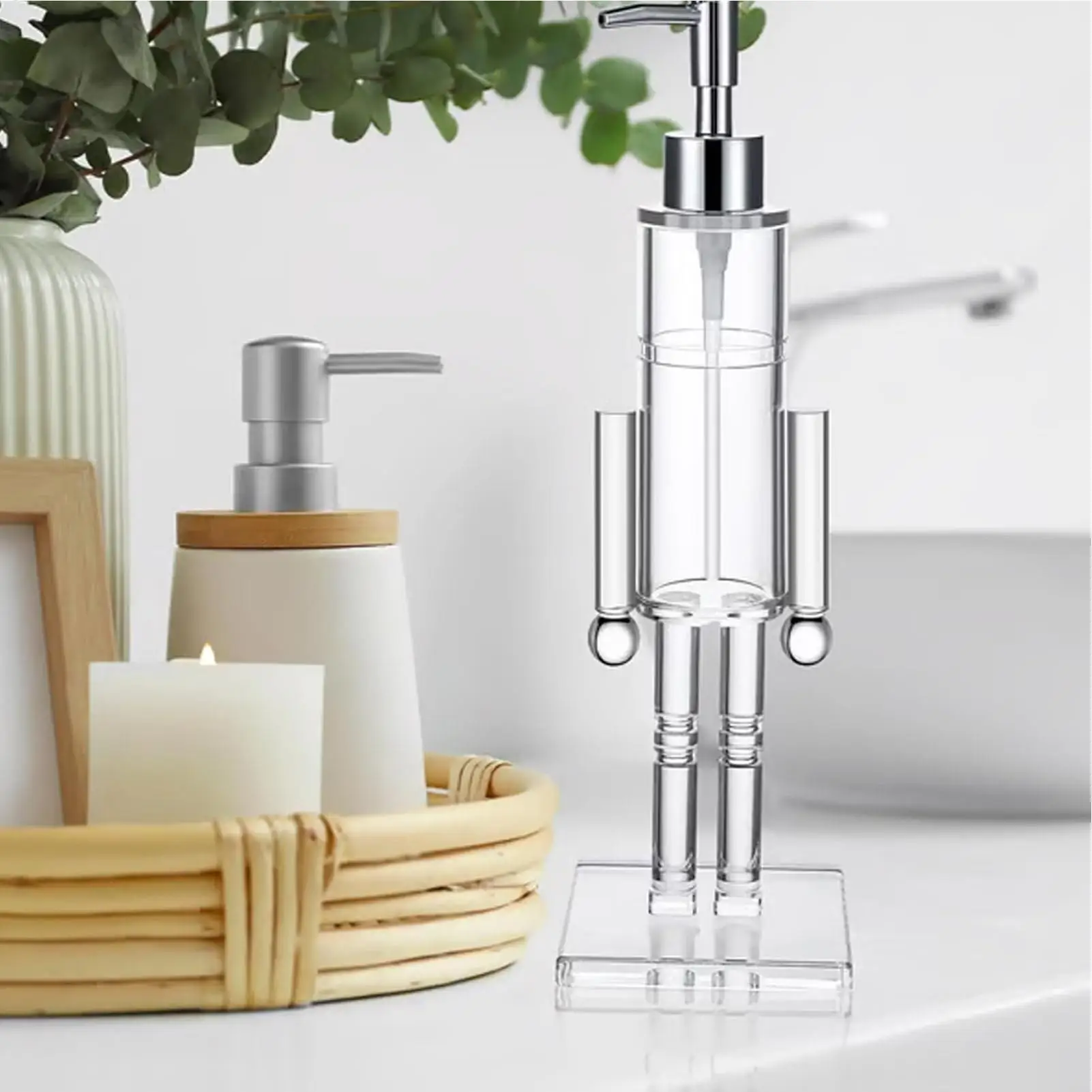 Christmas New Nutcracker Soap Dispenser Plastic Nutcracker Liquid Soap Dispenser Christmas Decorations Refillable Hand Pump