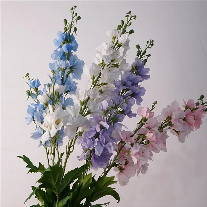 Moisturizing Delphinium Artificial Flowers Home Living Room Decor Real Touch Fake Flowers Wedding Party Layout Photography Props