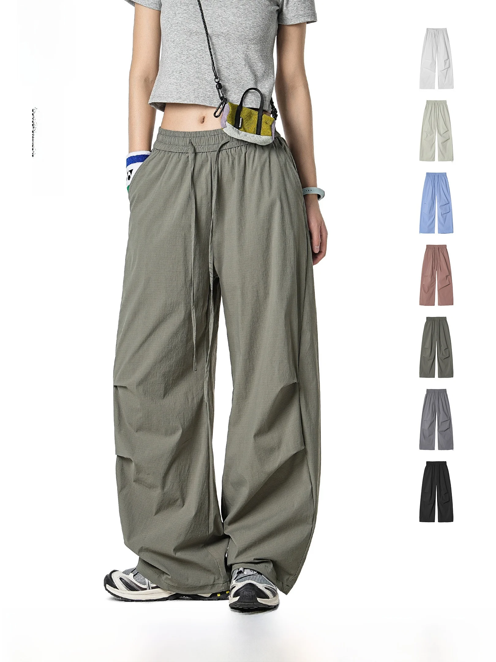 

Женские уличные брюки с низкой цветопередачей, прямые, свободные, в стиле парашютиста, для активного отдыха, весна-лето