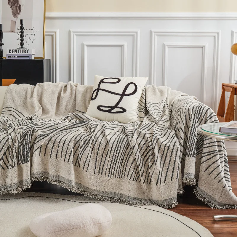 

Chenille Sofa Covers Nordic Style Striped Couch Cover Sofa Cover Pet Furniture Protector for Four Seasons