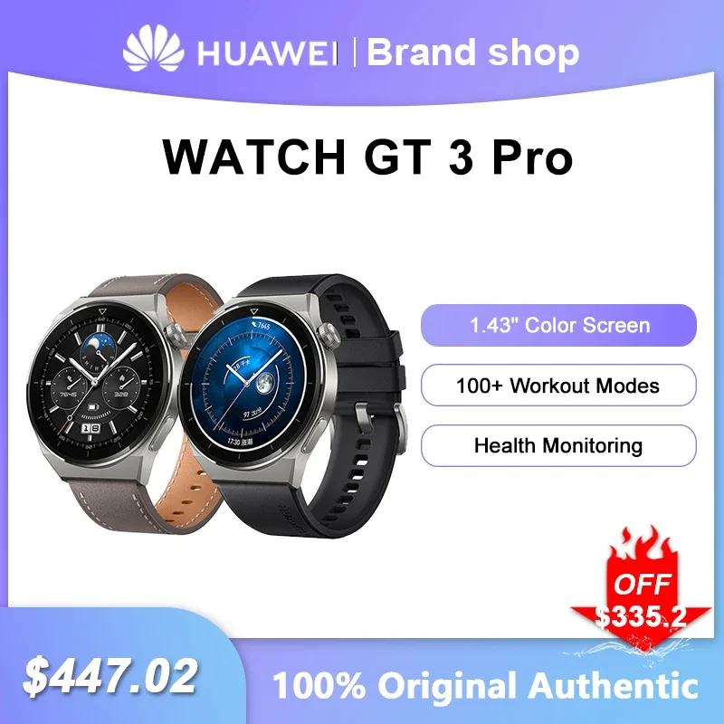 Original Huawei WATCH GT 3 Pro Smartwatch 1.43" Color Screen Full Touch Blood Oxygen Monitor Women Men Fitness Sports Bracelet