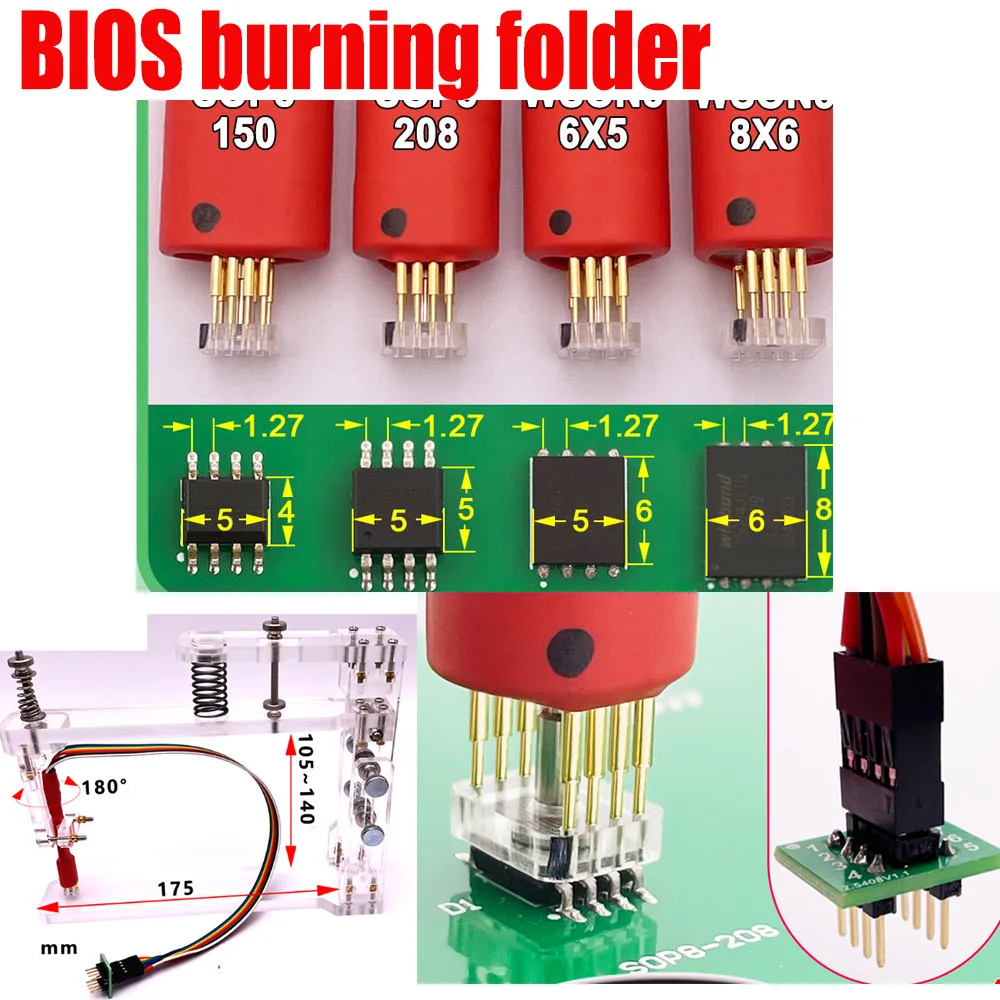 

Gantry clip BIOS Programming Clip Memory Chip Read and Write Programming Pin Octagonal Spring Pin SOP8 WSON8