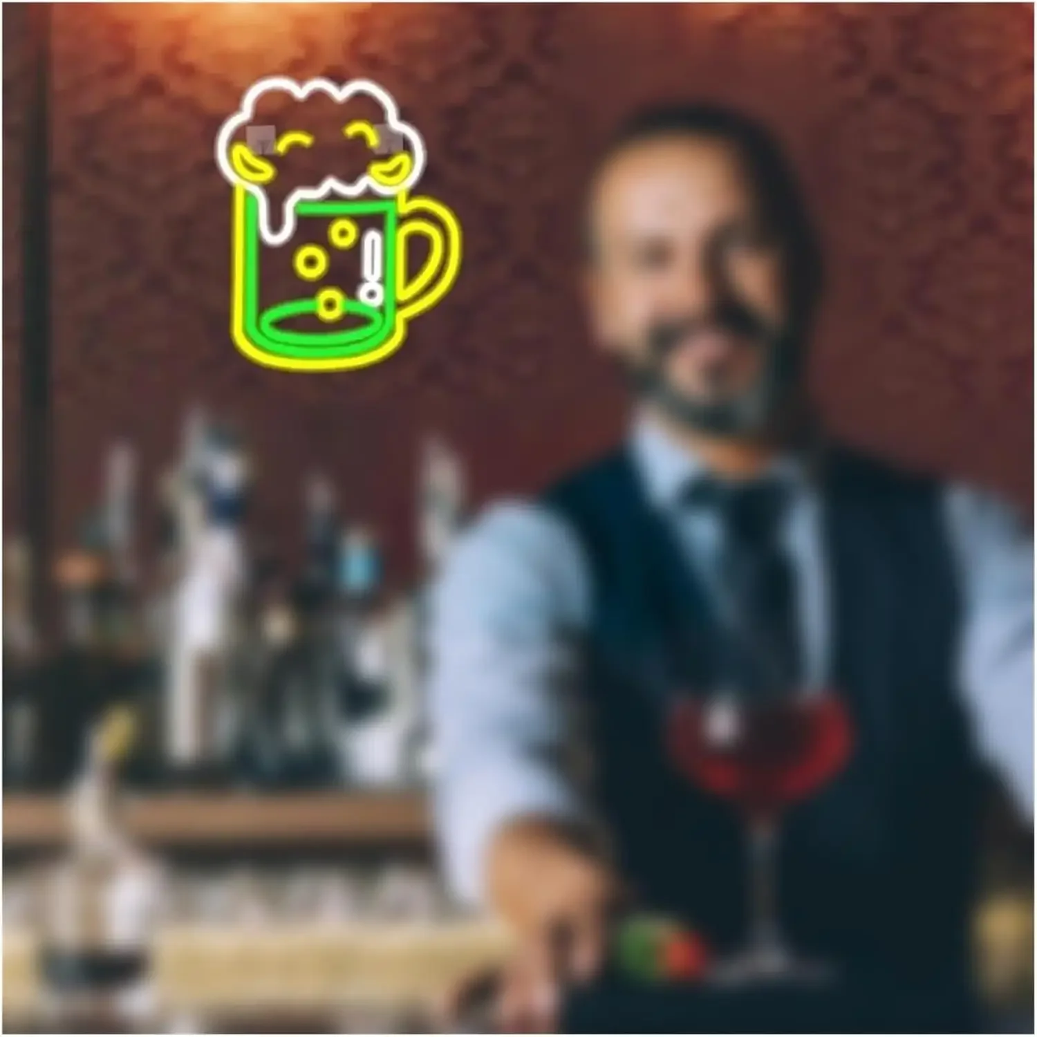 Beer Neon Signs Neon USB Dimmable Neon Light Sign for Bedroom Party Game Room Man Cave Bar Club Home Pub Store Party Wall Decor