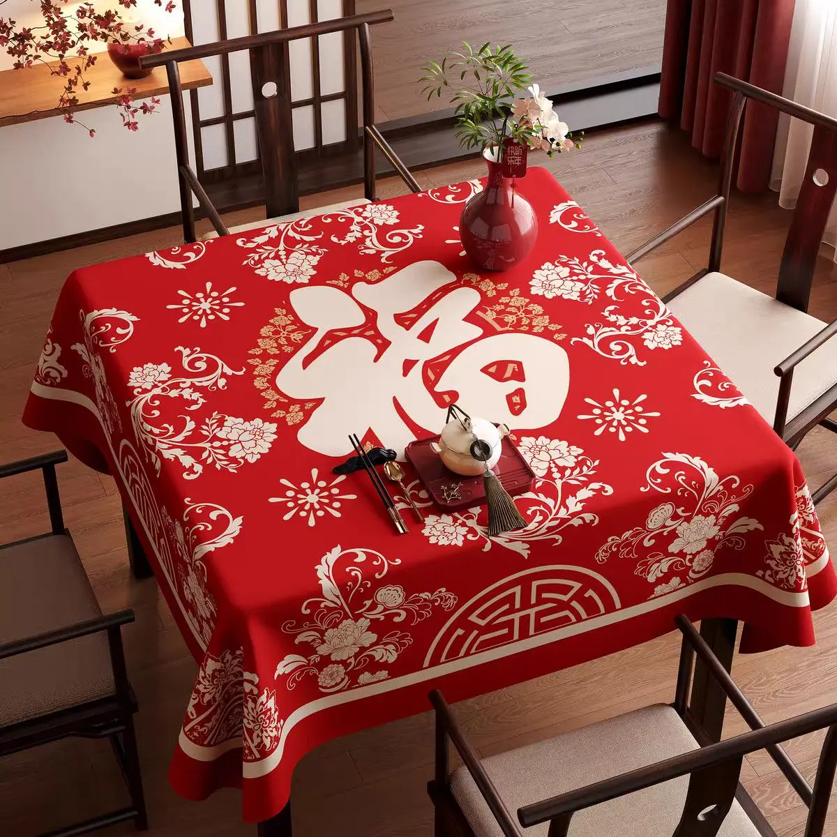 Chinese Sle New Year Square Tablecloth Decorative Cover Cloth Aosphere Festive Dining Table Accories 2026 New Design