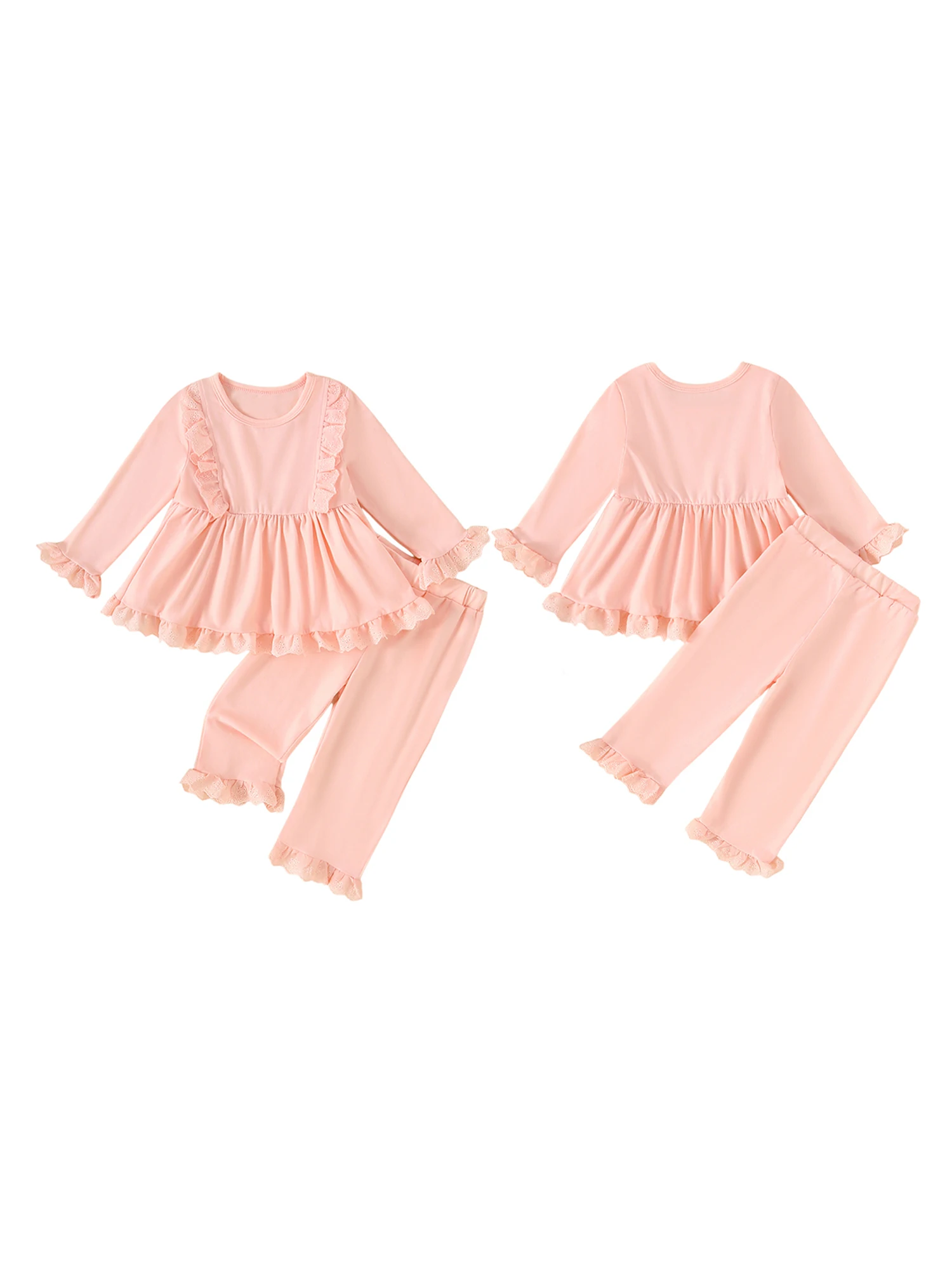 

Adorable Infant Girl Autumn Winter Clothes Floral Print Ruffle Collar Pullover and Leggings 2 Piece Ensemble