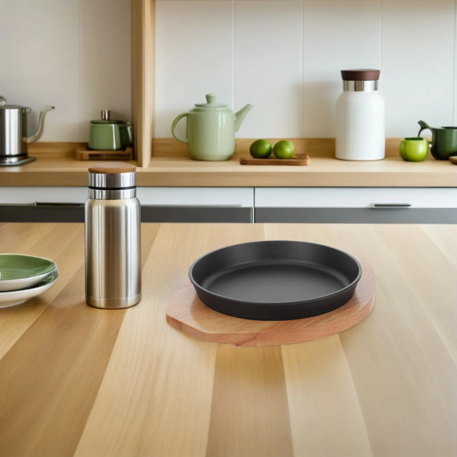 

Round Steak Grill Plate Cast Iron Bbq Griddle Even Heat Distribution Indoor Cooking Serving Board Grill Skillet