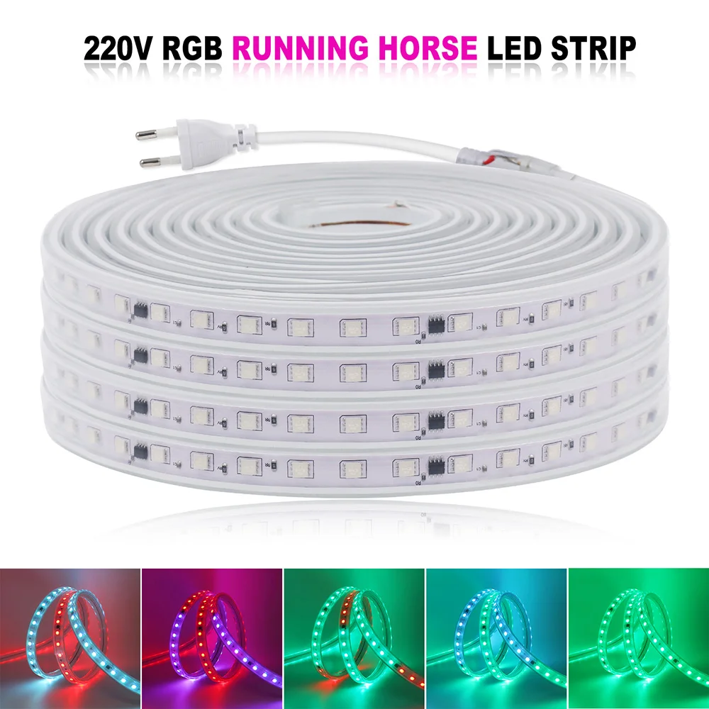 

WS2811 5050 RGB Led Strip Light Waterproof 60 30 LEDs Flexible Ribbon with IC Running Horse Race Lamp Home Decor 1m 2m 5m 10m