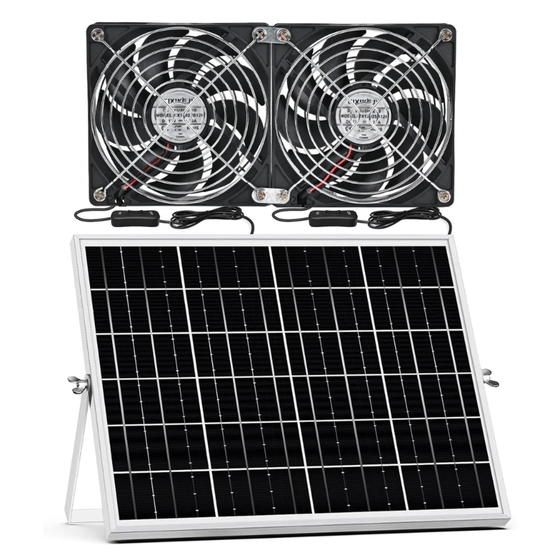 Energy Efficient Solars Ventilation Fan Outdoor Use With 3.1m Cable ABS Housing For Window Greenhouse Air Circulation M4YD