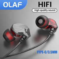 OLAF 3.5MM Type C Earphone In Ear Headphones Wired With Mic Earbuds Bass Hifi Headset Digital Decoding For Huawei Samsung Xiaomi