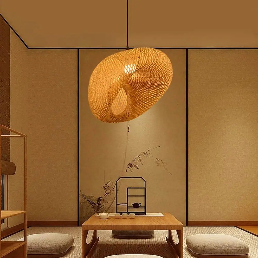 

Vintage Rattan Birdcage Ceiling Light, 50cm Antique Woven Hanging Home Decor Lantern