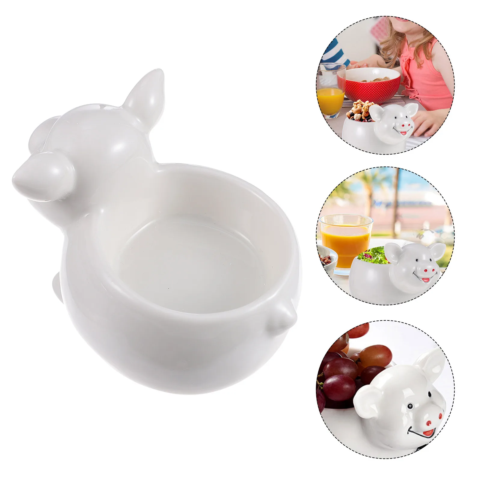 

Ceramic Bowl Cartoon Animal Shape Lightweight Easy Clean Suitable Daily Use Home Tableware Dessert Breakfast Storage Bowl