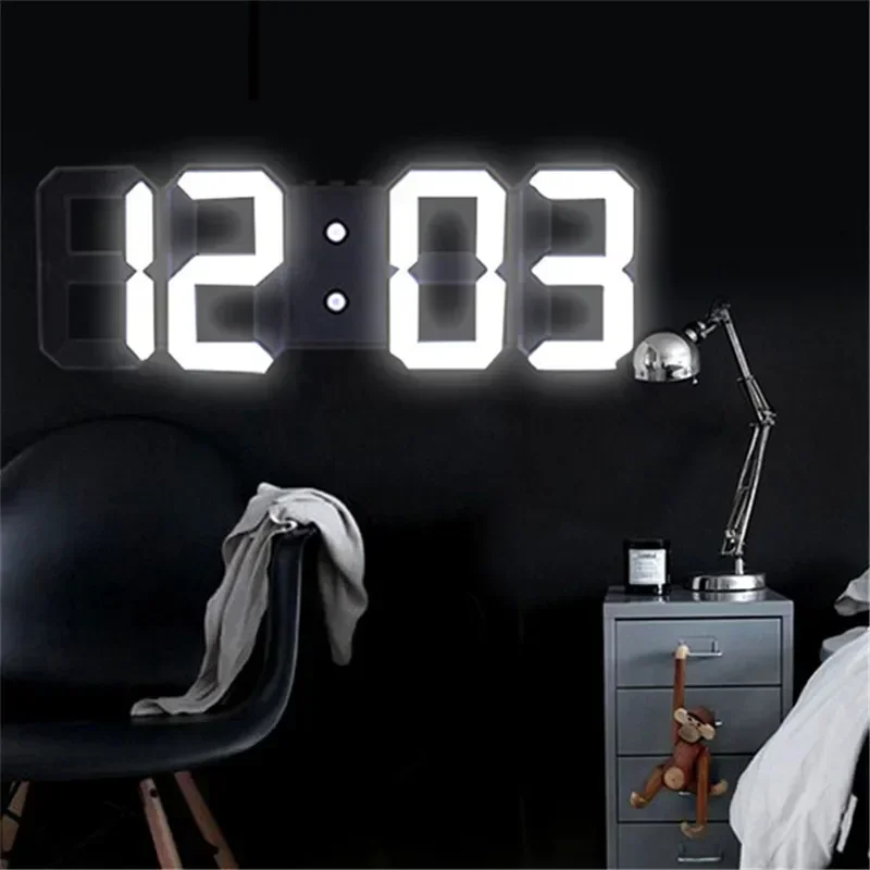 Wall Clock 3D Led Clocks Decoration for Bedroom Mode Home and Decoration Hanging Large Digital Watches Interior Room Light Decor