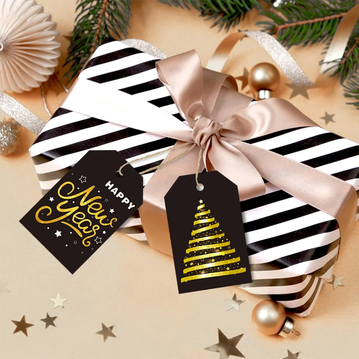 24 قطعة 2026 موضوع رأس السنة الجديدة حفلة شنق العلامات مع تسميات الجوت للعام الجديد عيد الميلاد الديكور هدية التفاف #6