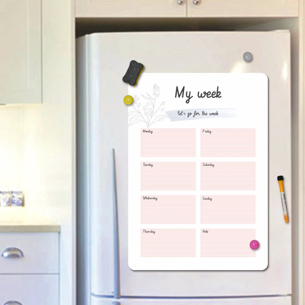 1pcs Magnetic Whiteboard Fridge Magnets Schedule Fridge Planner Writing Record Message Board Remind Memo Kitchen Notice Board