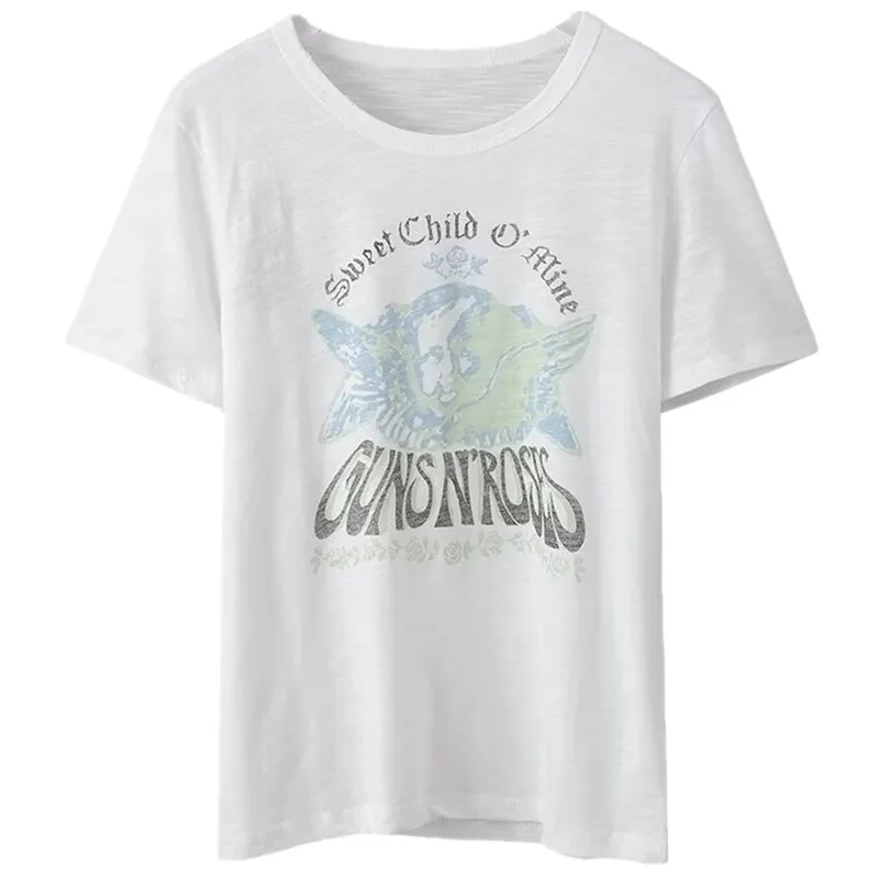 

Summer 2025 Women's Casual Loose Versatile Print ort Sve T-irt New Arrival Sweat Absorbent Commute Sle Creative Pattern
