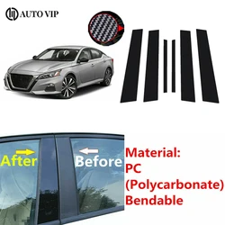 6 Stuks Car Window Pillar Berichten Portierbekleding Sticker Glossy Black Voor Nissan Altima Fiber 2019-2021 Buitenkant Decoratie accessoires