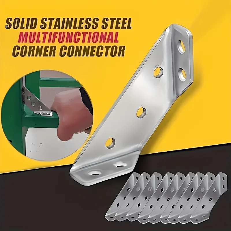 10/20 Sets Heavy Duty 304 Stainless Steel Corner Brackets - Multifunctional 90 Degree Thick Support for Cabinets & Shelves
