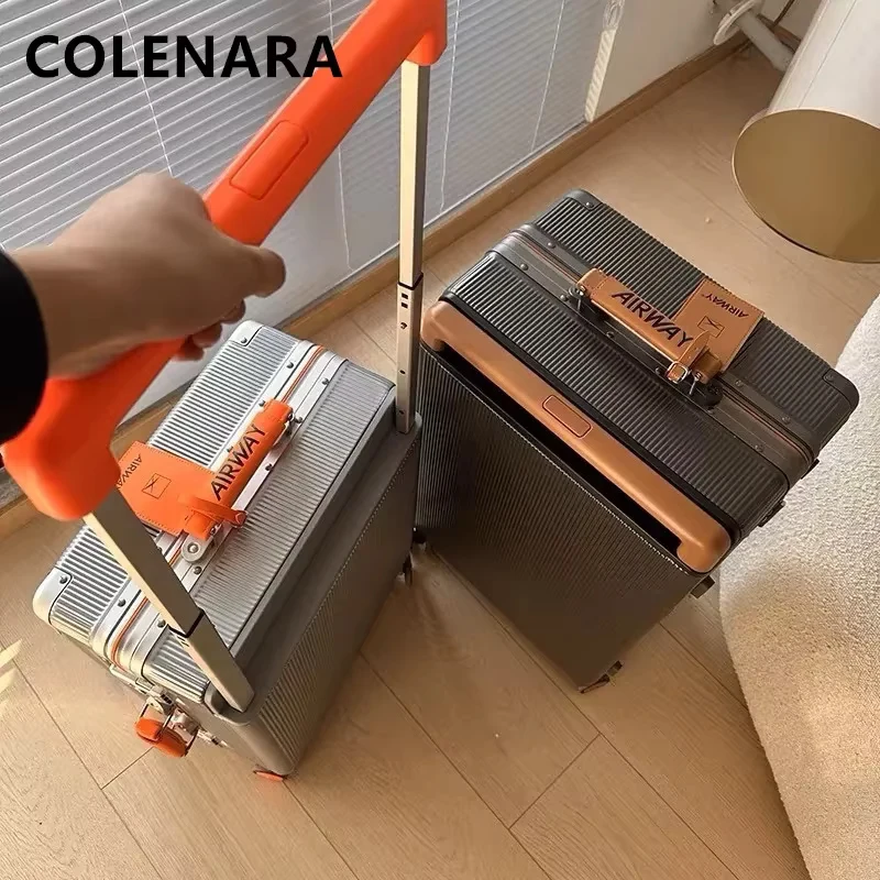 COLENARA ABS+PC Luggage Aluminum Frame Boarding Box Large Capacity Trolley Case 20