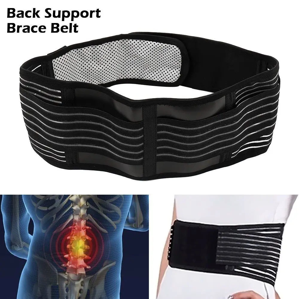 Magnetic Back Support Brace Belt Lumbar Lower Waist Double Adjust Pain Relief
