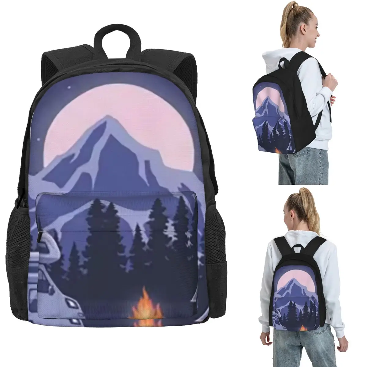 Happy Campers Backpack Hot Sale Daypack Large Capacity Children BookBag School Bag Shoulder Bags for Men Women