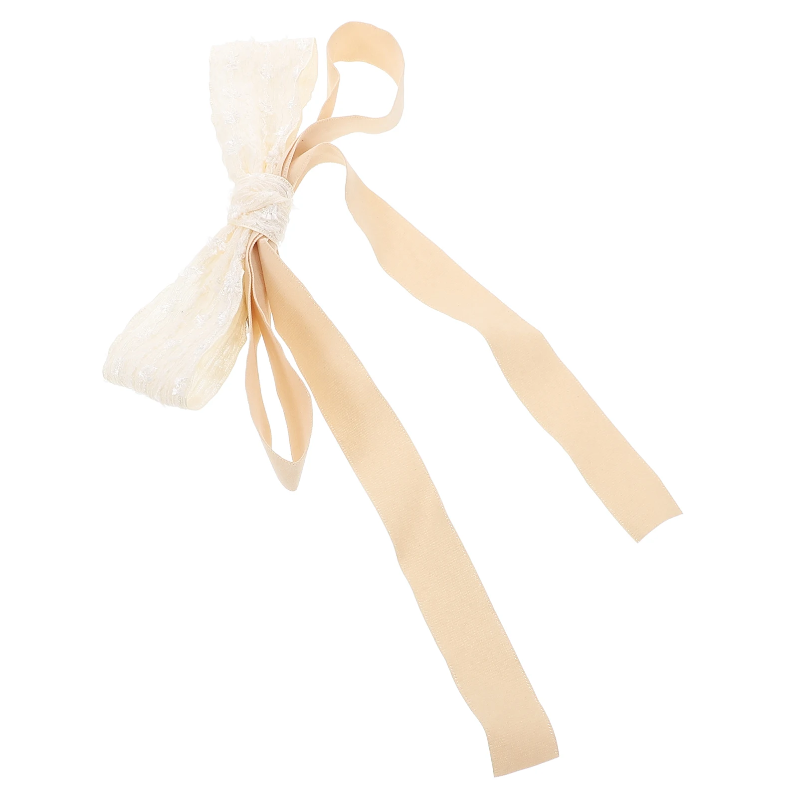 

Retro Hairpin Elegant Fabric Bow Ribbon Hair Clip Long Accessories Beige Black Stylish French Barrette Haircare