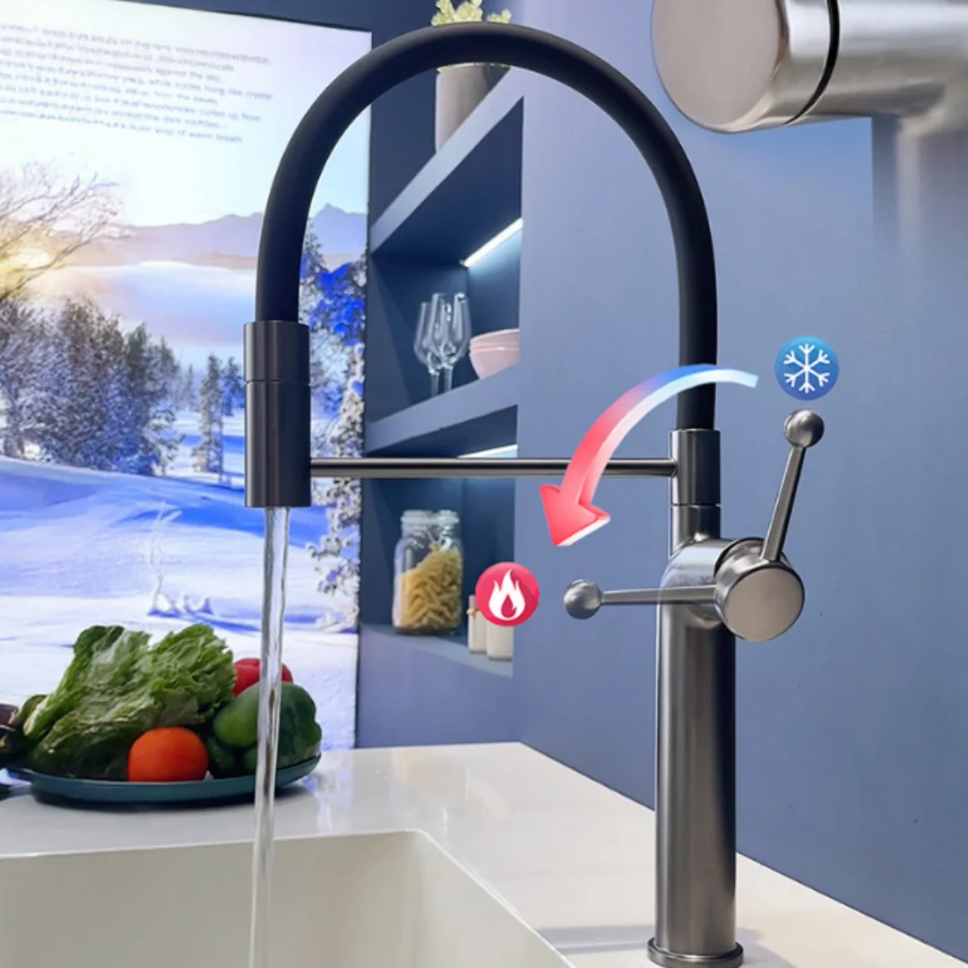 Black Kitchen Faucets Brass Red Pull Out Sink Faucet Pull Out Sink Faucet Spring Spout Mixers Tap Hot and Cold Kitchen Tap