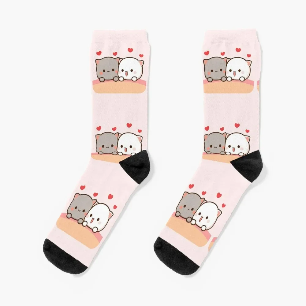 

Peach and goma mochi cat Socks aesthetic christmas gifts floor christmas stocking Socks For Men Women's