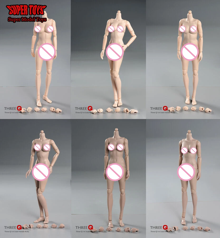 

2 Color 1/6 Female Suntan White Action Figure Dolls 12" Middle Big Breasts Super Flexible Semi-Silicone Body Fit 1:6 Head Sculpt