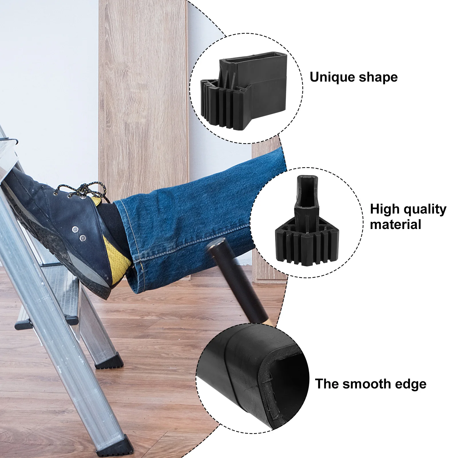 

4Pcs Rubber Ladder Foot Pads Extra Grip Surface for Safe Climbing Abrasion Resistant Ladder Feet Covers Supplies