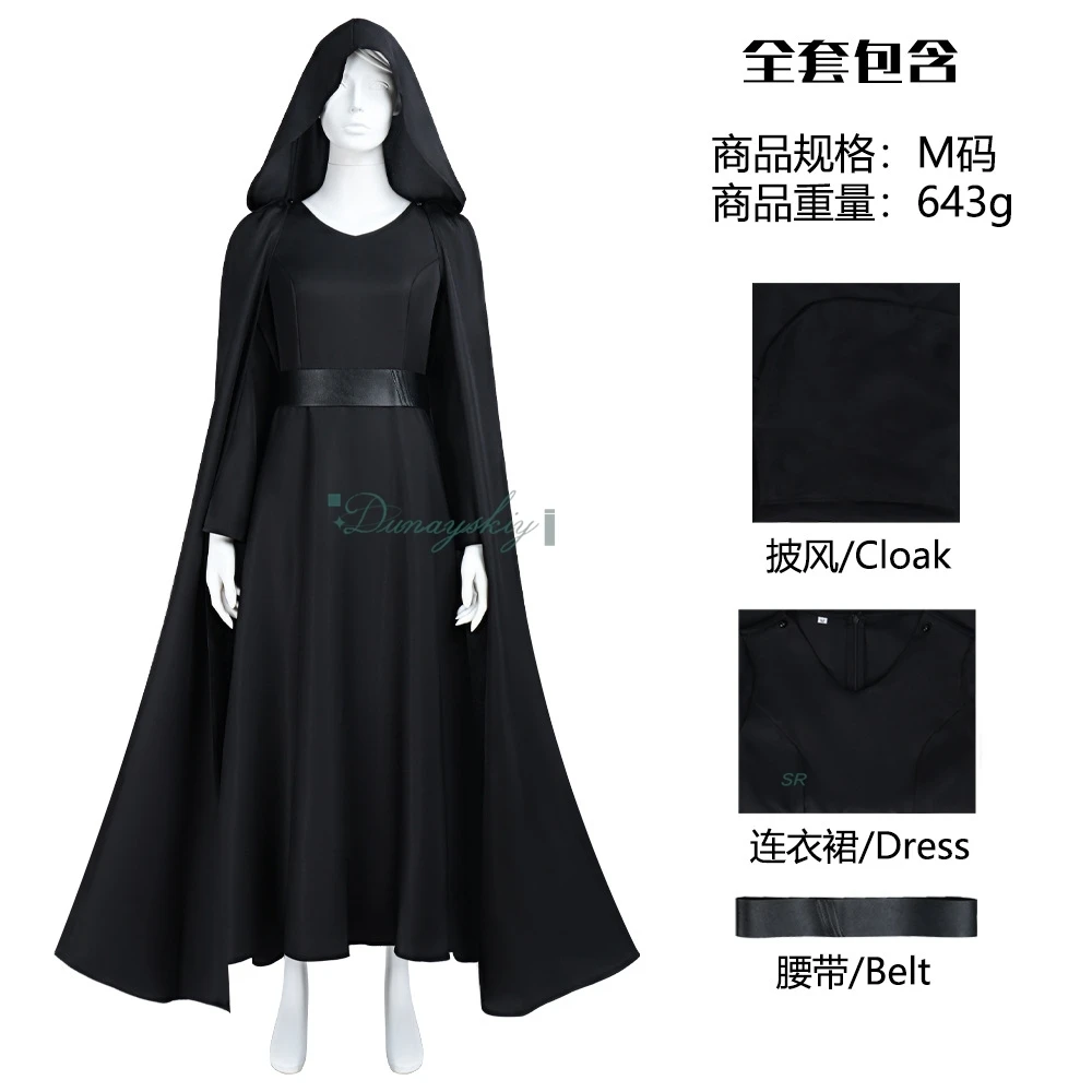 

Adult Woman disfraz Rey Black Long Robe Cosplay disfraz Full Set With Cloak And Dress Pants Carnival Suit Halloween Party